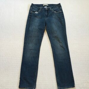 Blue Epic Womens Dark Wash Denim Jeans Straight Leg Embellished Pockets Size 10